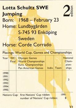 1995 Collect-A-Card Equestrian #32 Lotta Schultz / Corde Corrado Back
